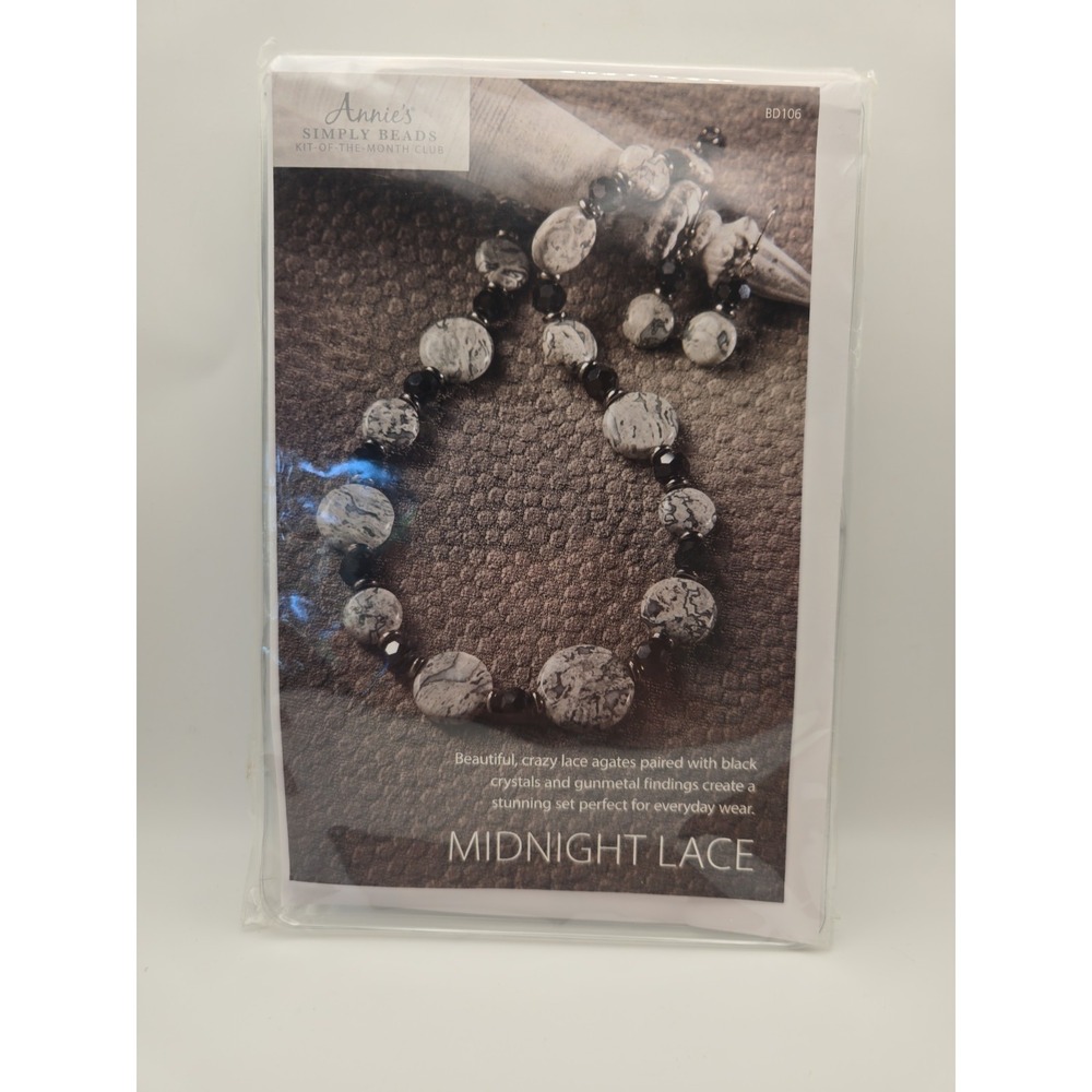 NEW Annie's Kit of the Month Jewelry MIDNIGHT LACE BD106 Agates & Black Crystals
